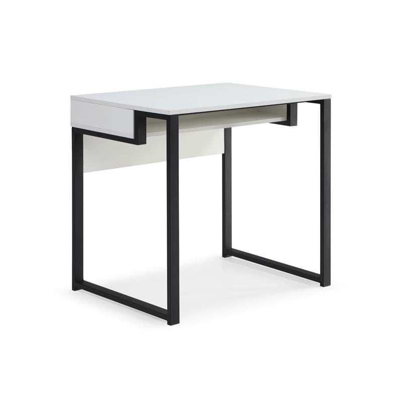 Taelynn Wooden Desk White/Black 31.5L x 23.6W x 30H Open Front Storage