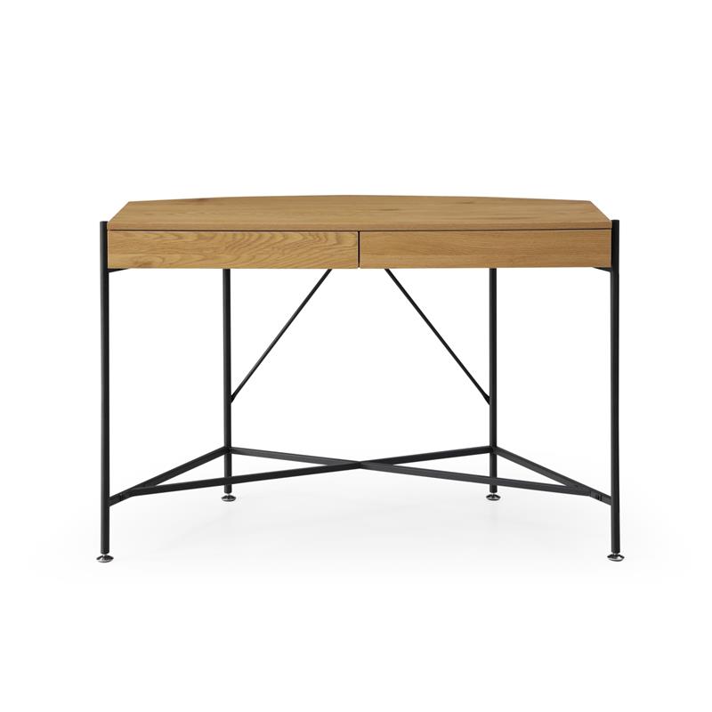 Kyran Wooden Desk Natural/Black 44.8L x 22.1W x 30H 2 Storage Drawers
