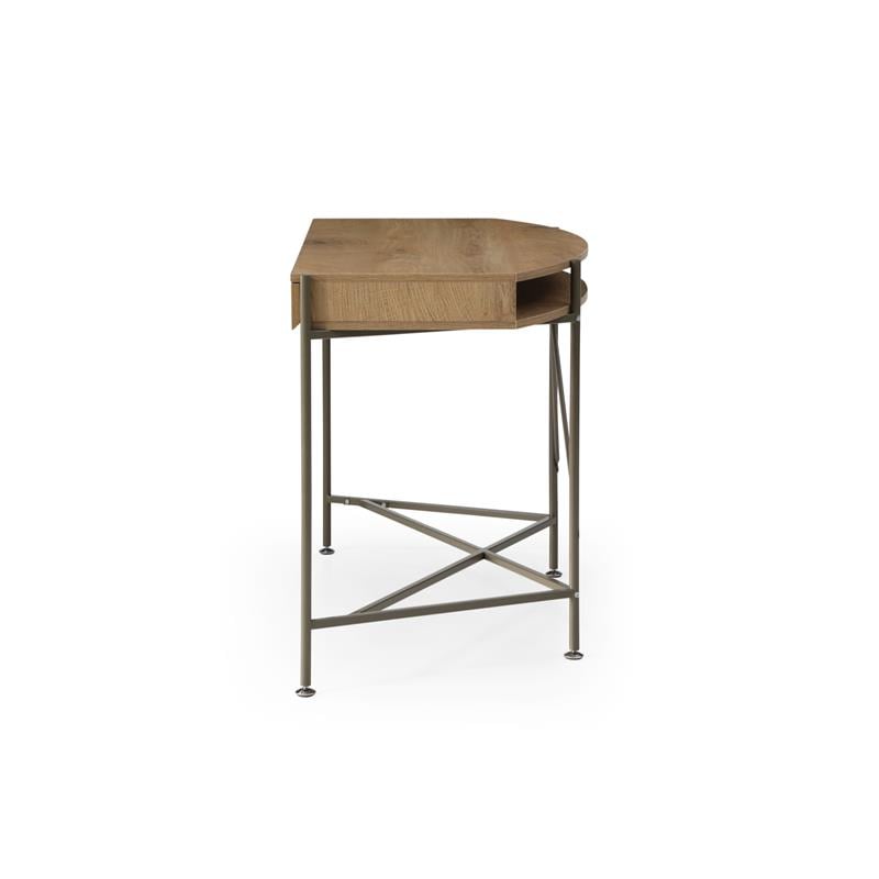 Kyran Wooden Desk Natural/Bronze 44.8L x 22.1W x 30H 2 Storage Drawers