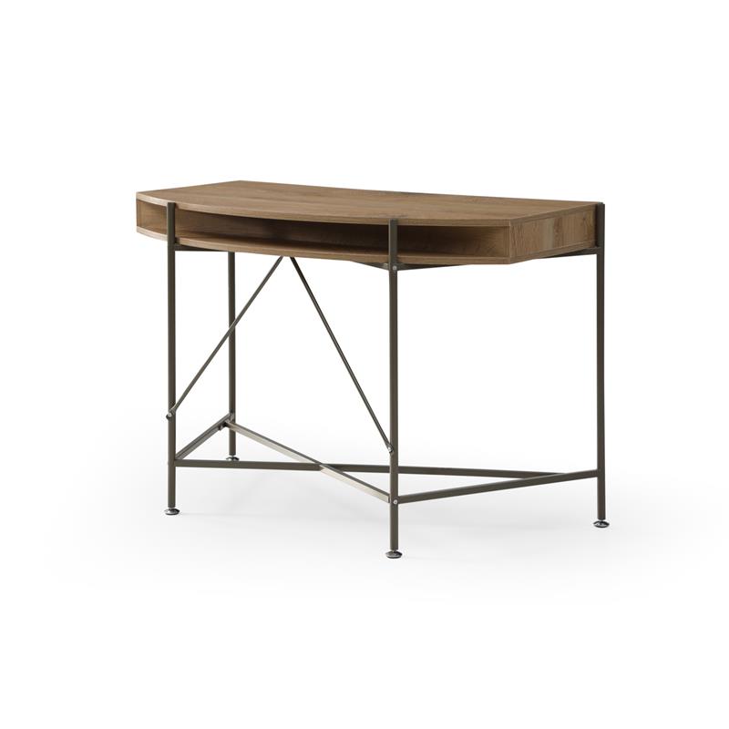 Kyran Wooden Desk Natural/Bronze 44.8L x 22.1W x 30H 2 Storage Drawers