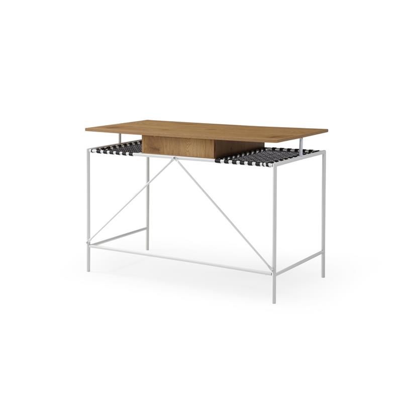 Jaslynn Wooden Desk Natural/White 43.3L x 21.6W x 30H 1 Storage Drawer