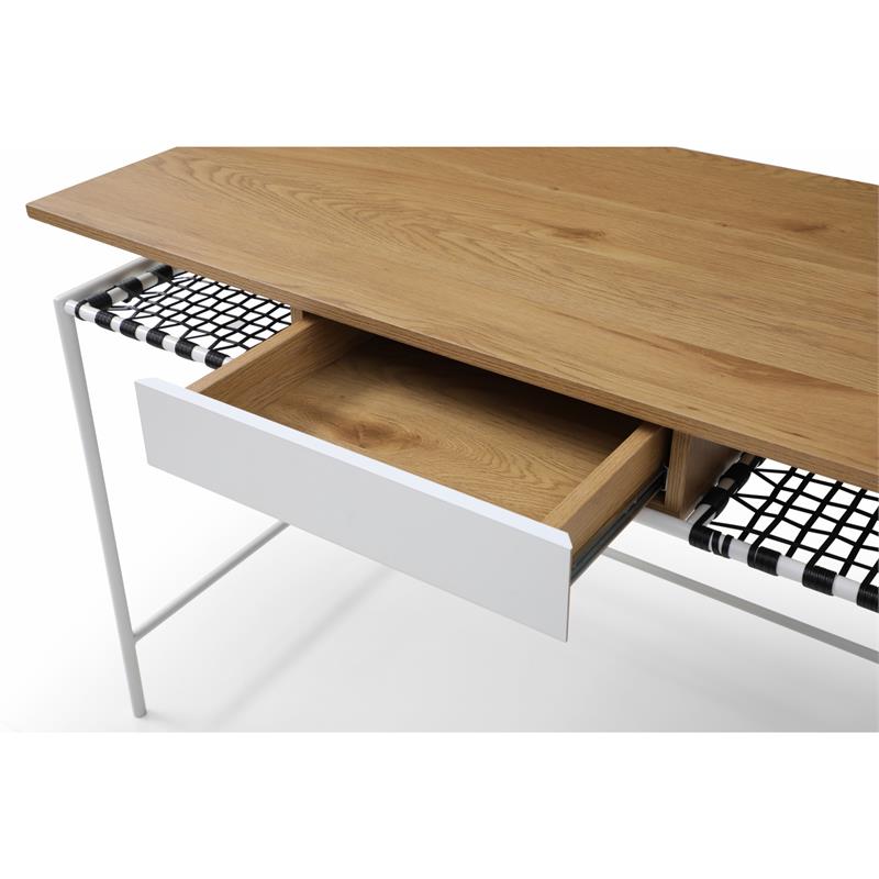 Jaslynn Wooden Desk Natural/White 43.3L x 21.6W x 30H 1 Storage Drawer