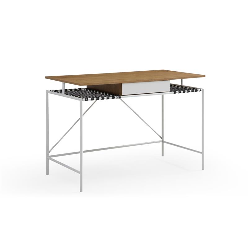 Jaslynn Wooden Desk Natural/White 43.3L x 21.6W x 30H 1 Storage Drawer