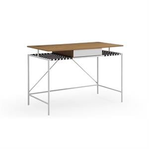 Jaslynn Wooden Desk Natural/White 43.3L x 21.6W x 30H 1 Storage Drawer