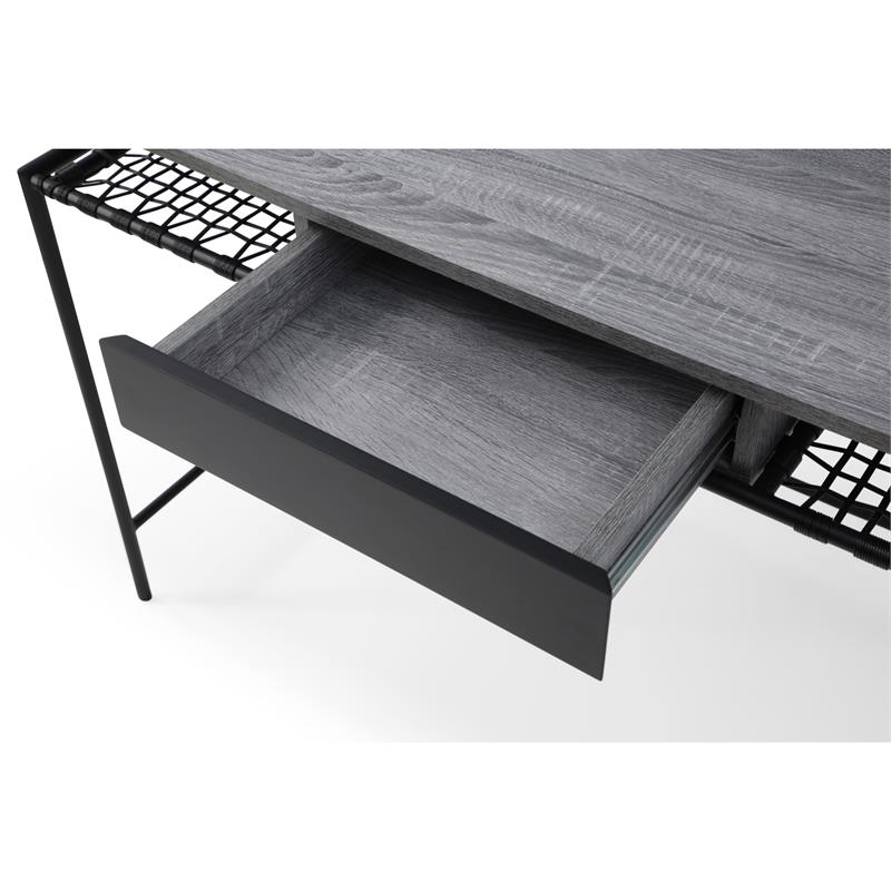 Jaslynn Wooden Desk Grey/Black 43.3L x 21.6W x 30H 1 Storage Drawer