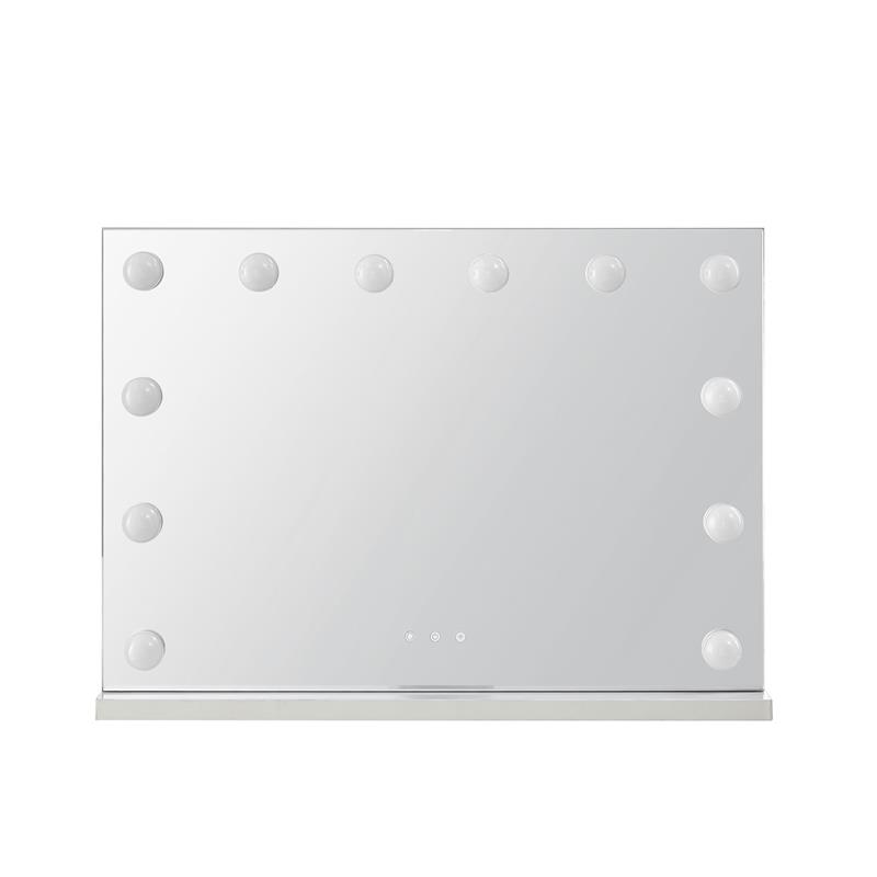 Geovanni Glass Mirror 20.4L x 4.7W x 16.7H 12 Dimmable LED Bulbs In White Color