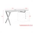 Dev Wooden Desk Natural 55L x 23.6W x 30H 3 Storage Drawers Leather Handles