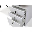 Dev Wooden Desk White  55L x 23.6W x 30H 3 Storage Drawers Leather Handles