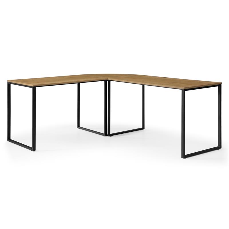 Jacelyn Desk Natural/Black  71L x 63W x 30H L-Shaped Curved Corner