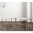 Jacelyn Desk White/Gold  71L x 63W x 30H L-Shaped Curved Corner