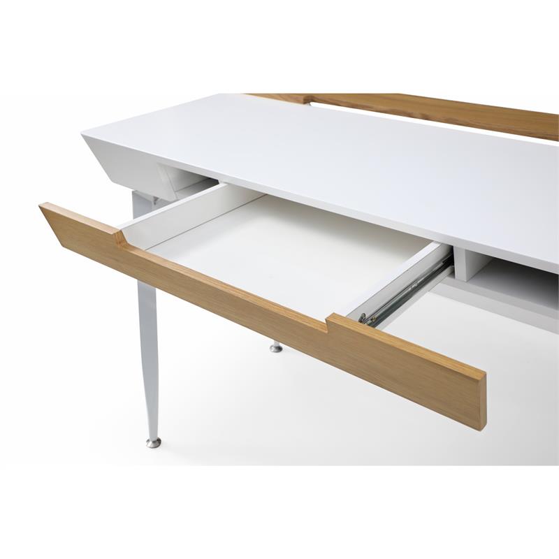 Zayda Wooden Desk White/Natural 43.7L x 21.6W x 30H 3 Storage Drawers
