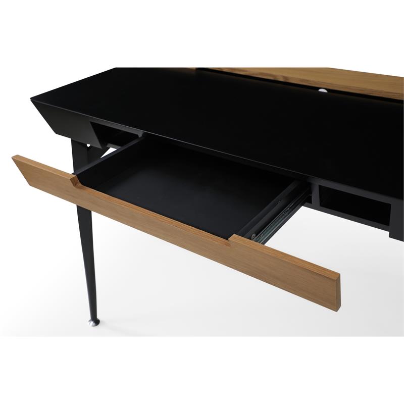 Zayda Wooden Desk Black/Natural 43.7L x 21.6W x 30H 3 Storage Drawers