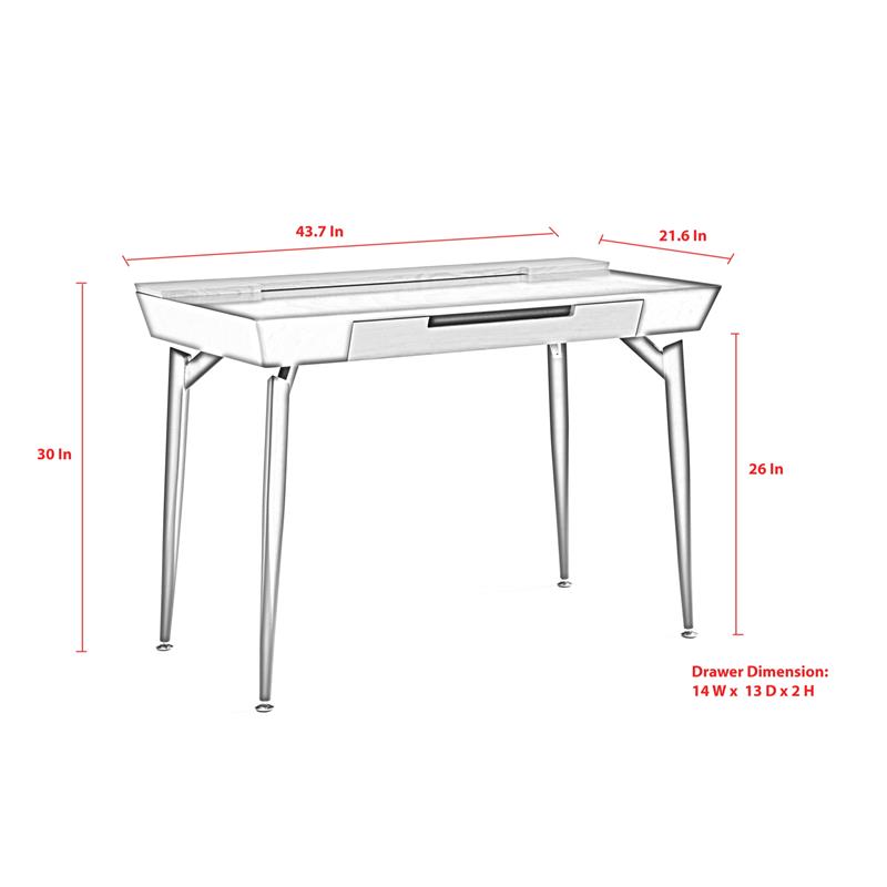 Zayda Wooden Desk White/Grey 43.7L x 21.6W x 30H 3 Storage Drawers