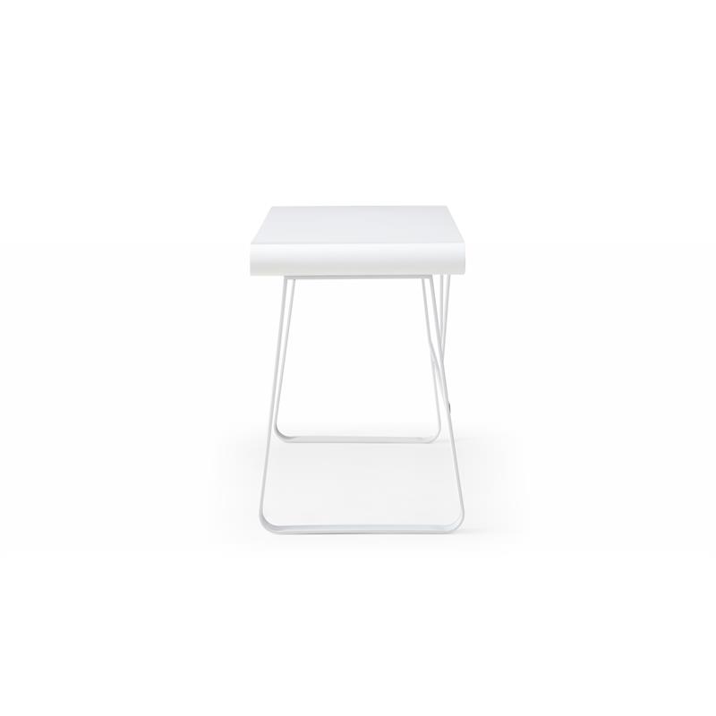 Faigy Wooden Desk White 43.3L x 21.6W x 30H 2 Storage Drawers Geometric Legs