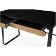 Faigy Wooden Desk Black  43.3L x 21.6W x 30H 2 Storage Drawers Geometric Legs