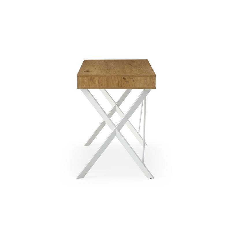 Mona Wooden Desk Natural/White 43.3L x 21.7W x 30H 1 Storage Drawer X-Leg