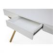 Mona Wooden Desk White/Gold  43.3L x 21.7W x 30H 1 Storage Drawer X-Leg Design