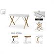 Mona Wooden Desk White/Gold  43.3L x 21.7W x 30H 1 Storage Drawer X-Leg Design