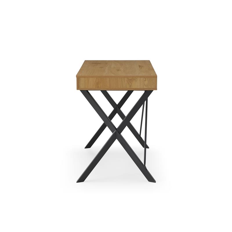 Mona Wooden Desk Natural/Black  43.3L x 21.7W x 30H 1 Storage Drawer X-Leg