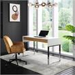 Estevan Desk White/Silver  47.2L x 23.6W x 30H 2 Storage Drawers Geometric Frame