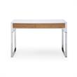 Estevan Desk White/Silver  47.2L x 23.6W x 30H 2 Storage Drawers Geometric Frame