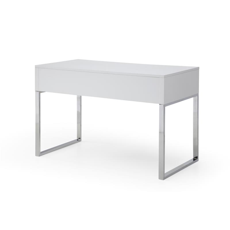 Estevan Desk White/Silver  47.2L x 23.6W x 30H 2 Storage Drawers Geometric Frame