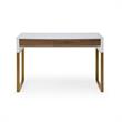 Estevan Desk White/Gold  47.2L x 23.6W x 30H 2 Storage Drawers Geometric Frame