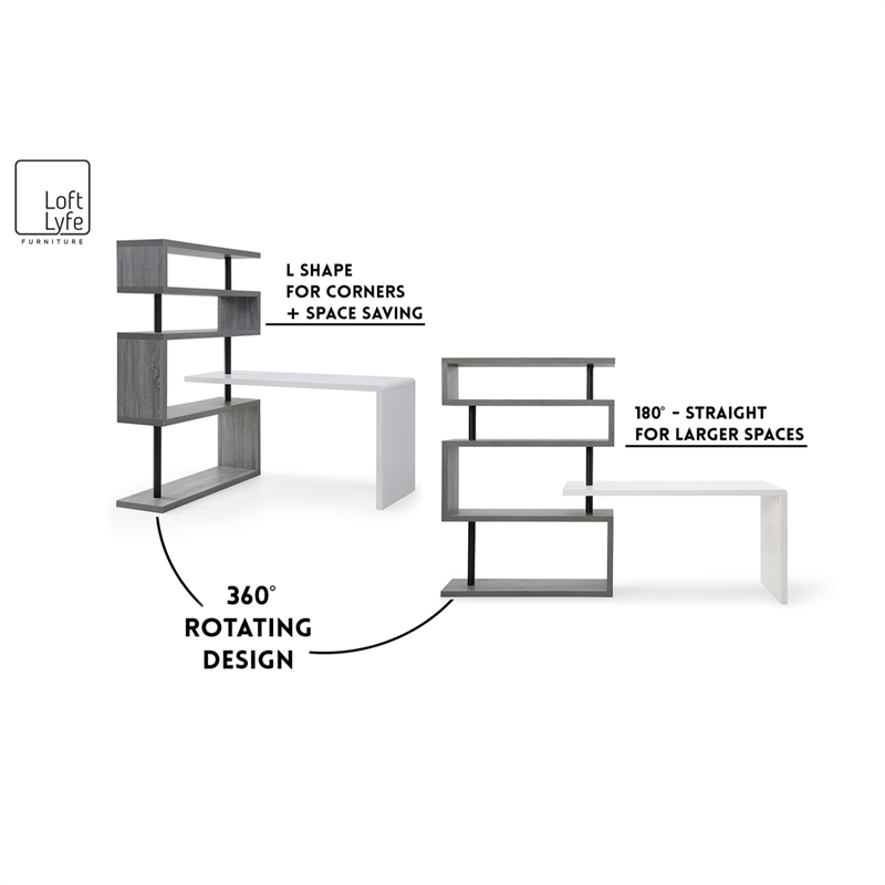 Nazir Wooden Desk White/Natural 92.5L x 23.6W x 65H Reversible Space Design
