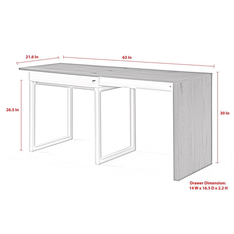 Kaliah Wooden Desk Natural/White 63L x 21.6W x 30H Extendable-2 Top Open Storage