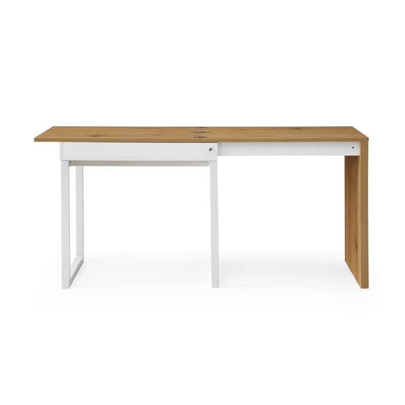 Kaliah Wooden Desk Natural/White 63L x 21.6W x 30H Extendable-2 Top Open Storage
