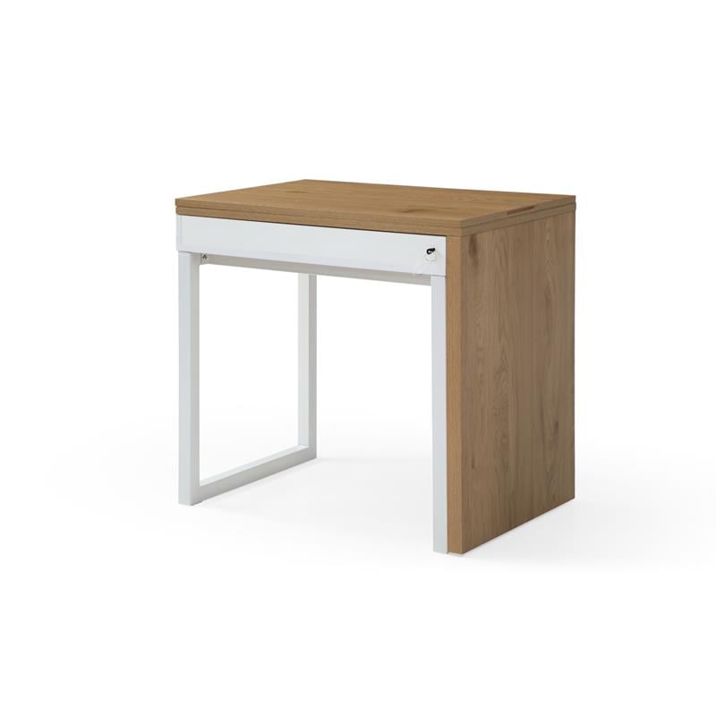 Kaliah Wooden Desk Natural/White 63L x 21.6W x 30H Extendable-2 Top Open Storage