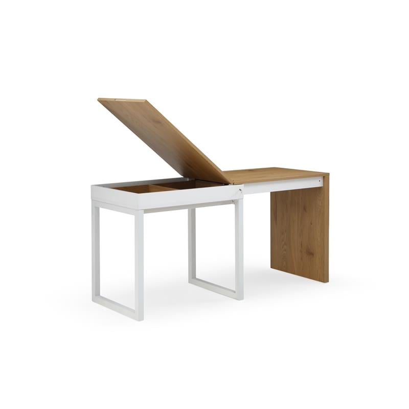 Kaliah Wooden Desk Natural/White 63L x 21.6W x 30H Extendable-2 Top Open Storage