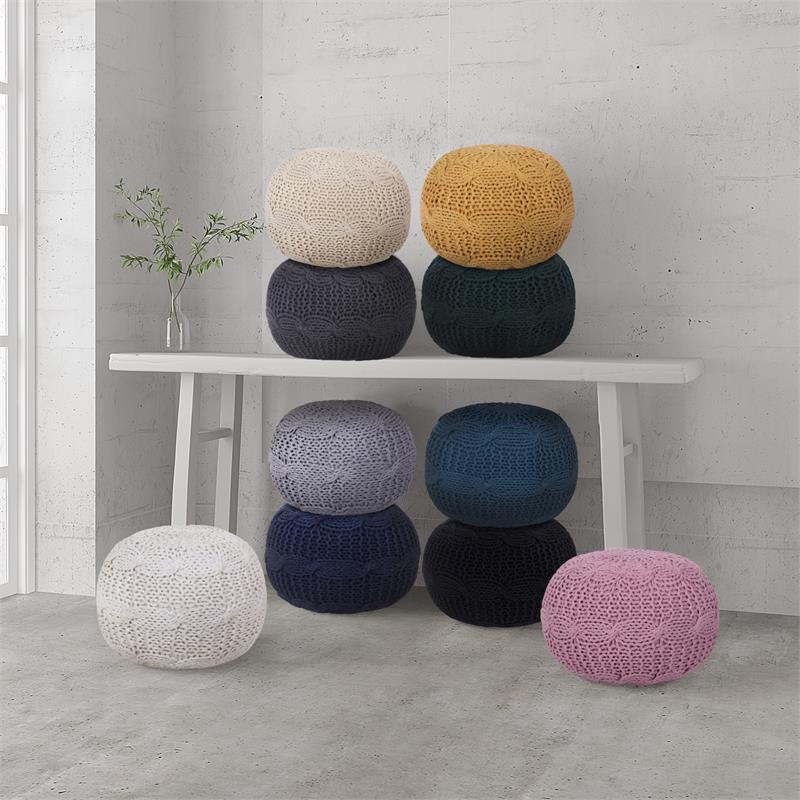 Posh Living Caelyn Cotton Yarn Pouf Green