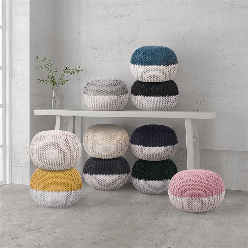 Posh Living Emmaleigh Cotton Yarn Pouf Dark Grey