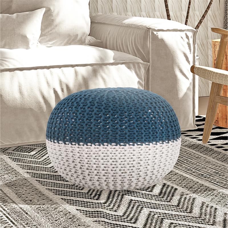 Posh Living Emmaleigh Cotton Yarn Pouf Teal