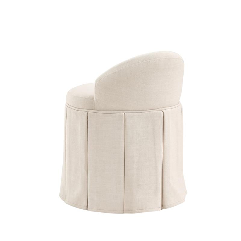 Adleigh Vanity Stool Beige Linen 17.9L x 18.5W x 23.6H Slipcover Skirted