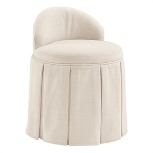 Adleigh Vanity Stool Beige Linen 17.9L x 18.5W x 23.6H Slipcover Skirted