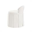 Adleigh Vanity Stool Cream White Linen 17.9L x 18.5W x 23.6H Slipcover Skirted