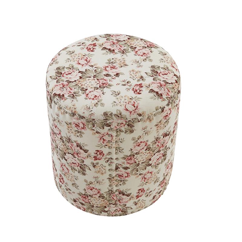 Grayden Ottoman Cluster Red Linen 17.7L x 17.7W x 20H Printed Pattern