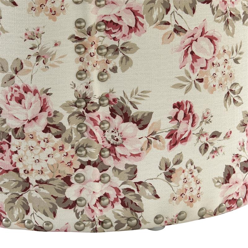 Grayden Ottoman Cluster Red Linen 17.7L x 17.7W x 20H Printed Pattern
