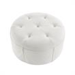 Irvin Ottoman Pure White Linen 32L x 32W x 16H Button Tufted Skirted