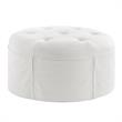 Irvin Ottoman Pure White Linen 32L x 32W x 16H Button Tufted Skirted
