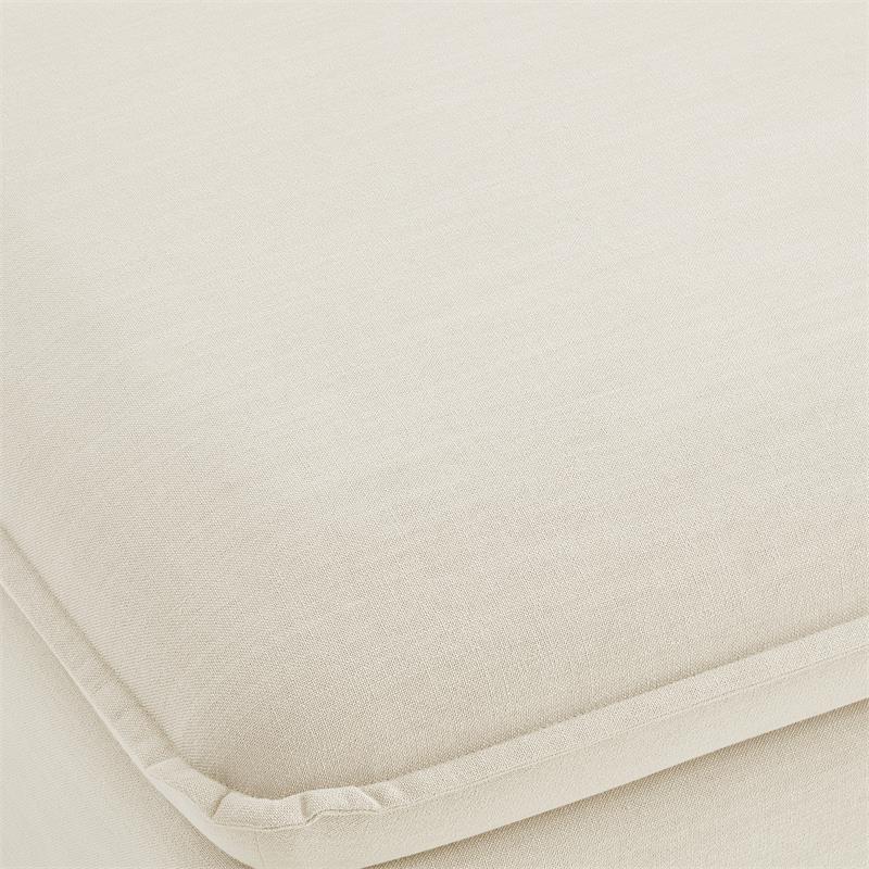 Clifton Ottoman Beige Linen 30.3L x 26.7W x 17.7H Upholstered Skirted