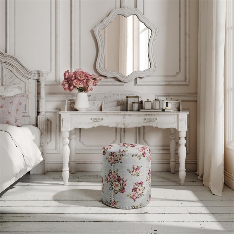 Grayden Ottoman Manor Floral Linen 17.7L x 17.7W x 20H Printed Pattern