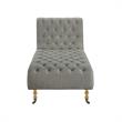 Vaida Chair Grey Linen 67L x 30.5W x 36H Button Tufted Front Wheel Casters