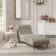 Vaida Chair Taupe Linen 67L x 30.5W x 36H Button Tufted Front Wheel Casters