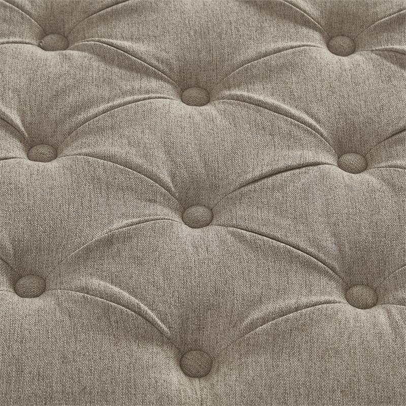 Vaida Chair Taupe Linen 67L x 30.5W x 36H Button Tufted Front Wheel Casters