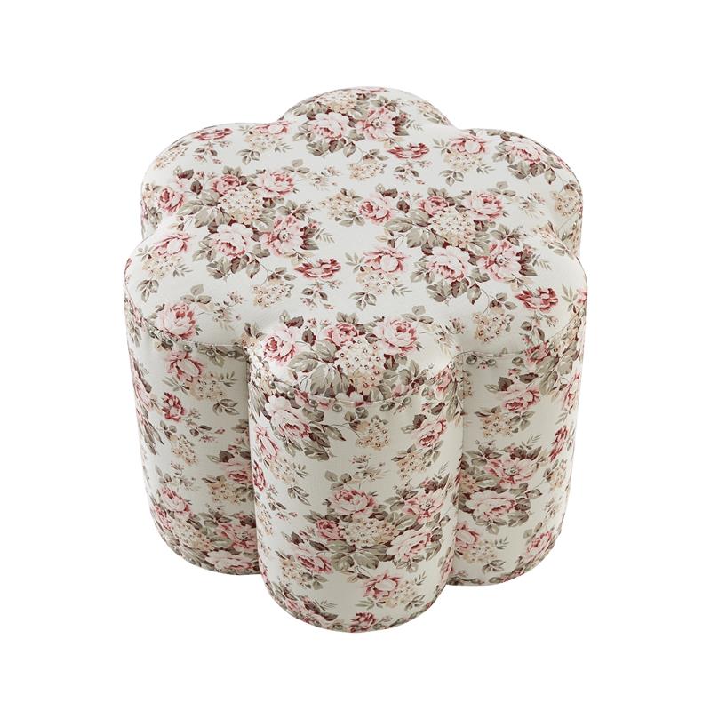 Jamil Ottoman Cluster Red Linen 24.5L x 24.5W x 18.5H Upholstered Nailhead Trim