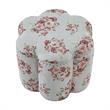 Jamil Ottoman Manor Floral Linen 24.5L x 24.5W x 18.5H Upholstered Nailhead Trim