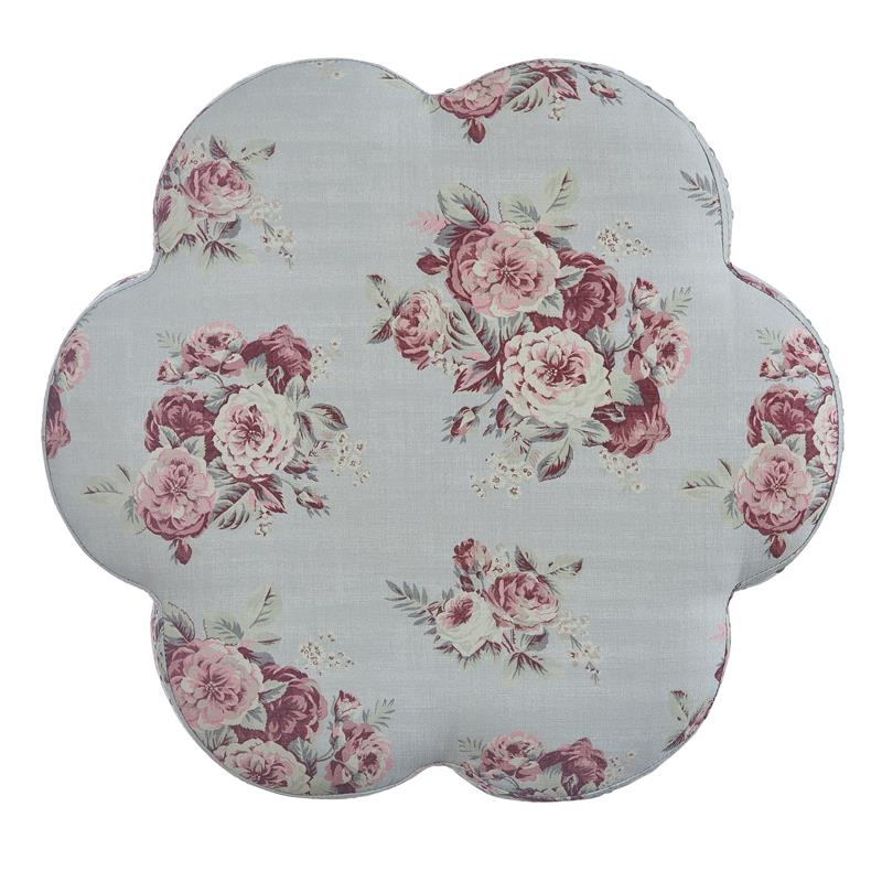 Jamil Ottoman Manor Floral Linen 24.5L x 24.5W x 18.5H Upholstered Nailhead Trim